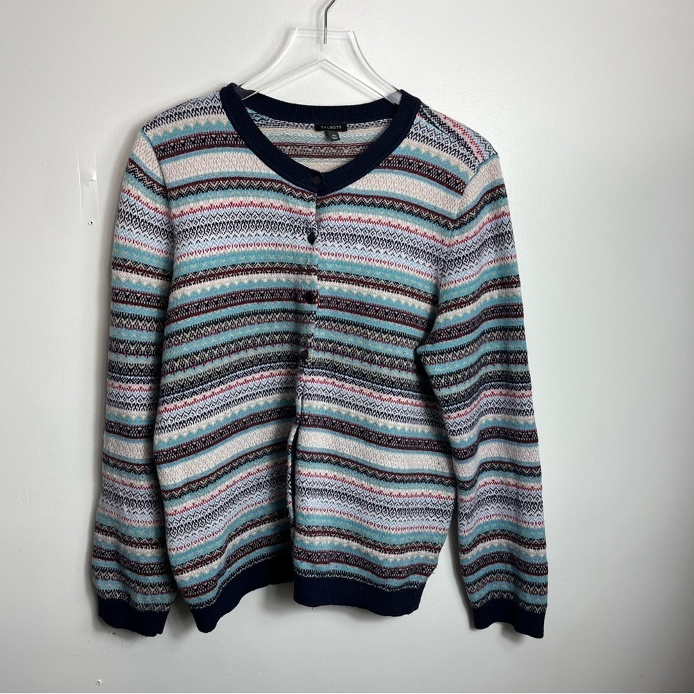 Talbots Sweater Fair Aisle cardigan sweater size large
